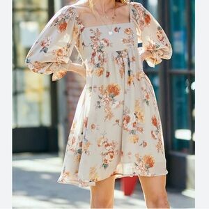 Sweet Lemon floral babydoll style balloon sleeves dress Sz‎ M